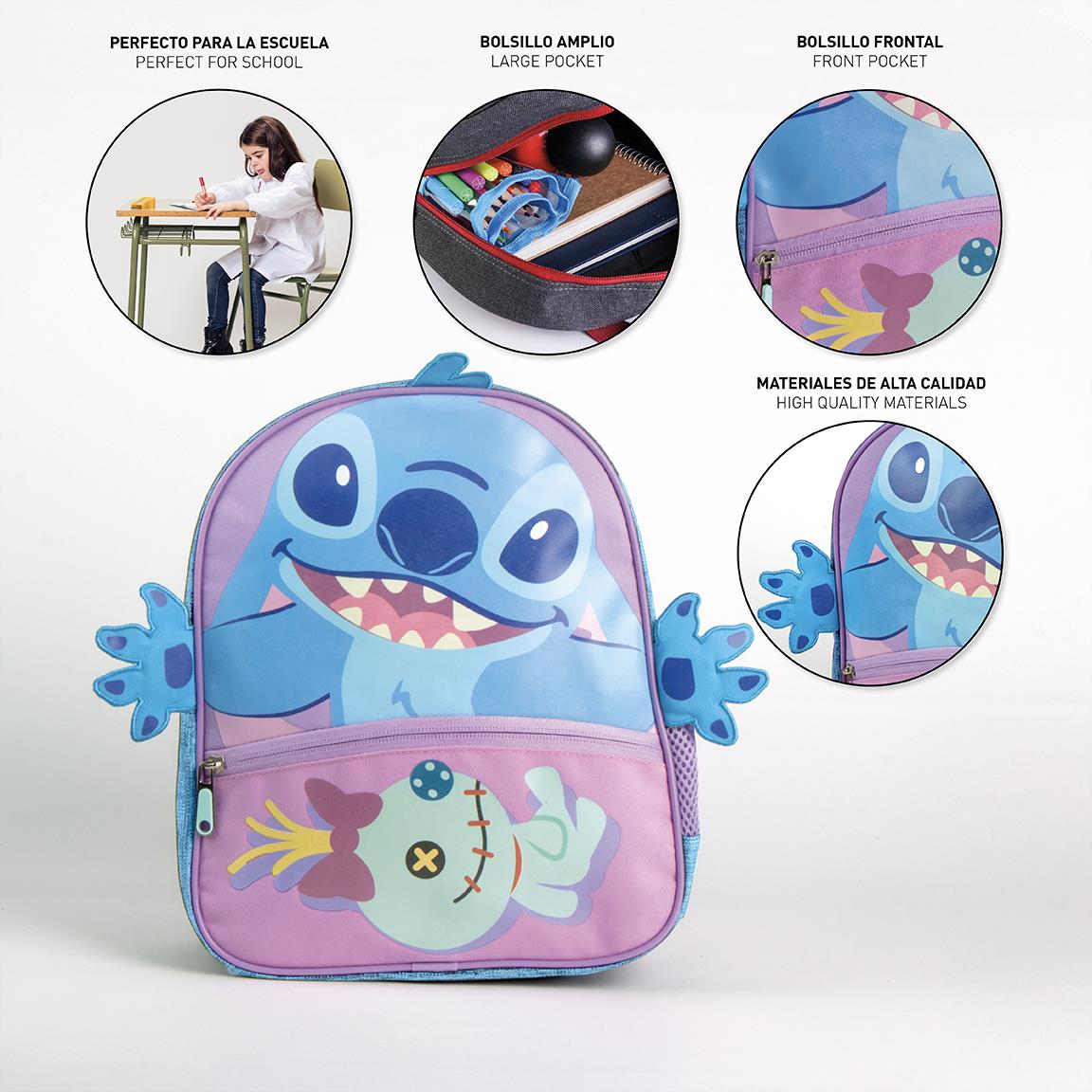 MOCHILA INFANTIL ESCOLAR STITCH - Imagen 3