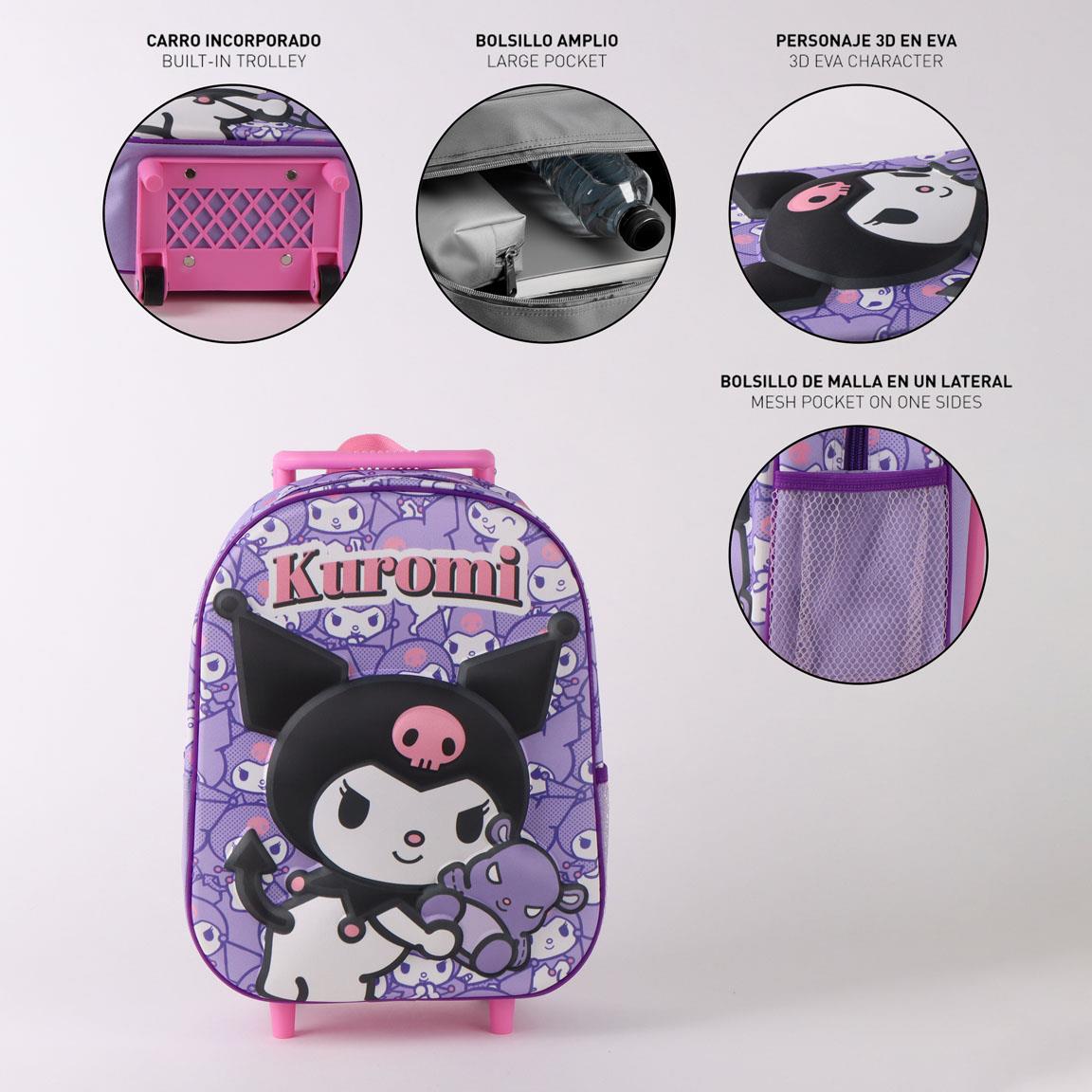 MOCHILA INFANTIL TROLLEY 3D HELLO KITTY KUROMI