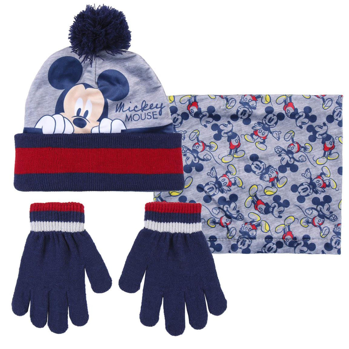 CONJUNTO 3 PIEZAS MICKEY GUANTES, GORRO Y BRAGA