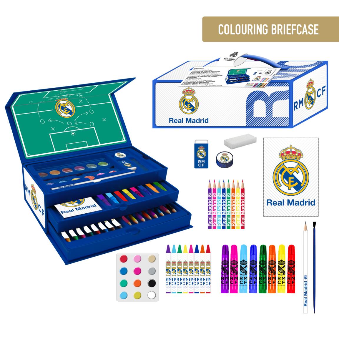 SET PAPELERÍA COLOREABLE MALETÍN REAL MADRID - Imagen 1