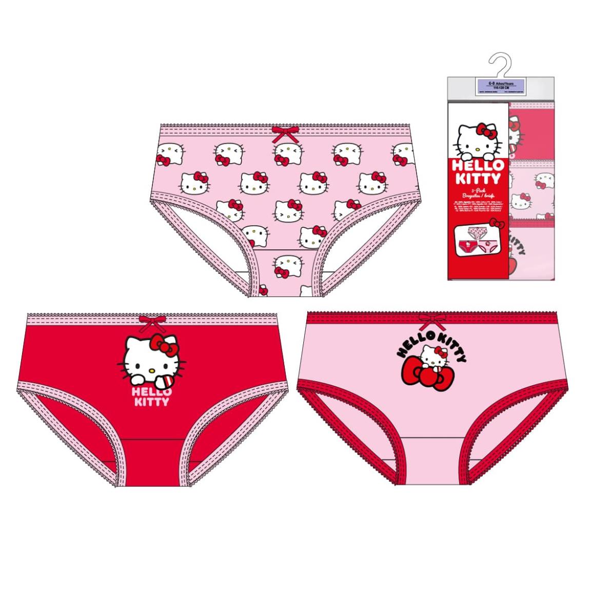 PACK BRAGUITAS SINGLE JERSEY 3 PIEZAS HELLO KITTY - Imagen 1