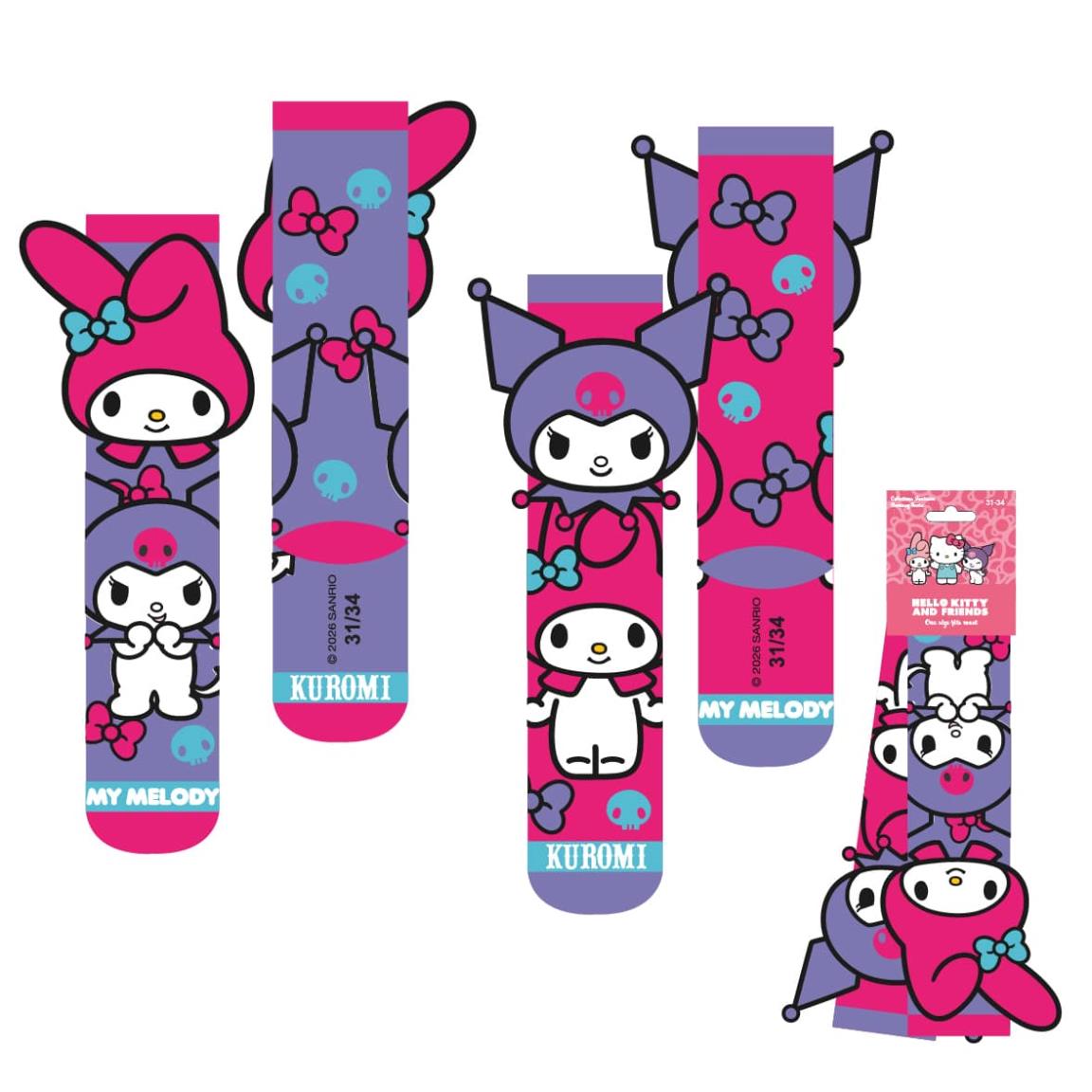 CALCETINES APLICACIONES HELLO KITTY KUROMI