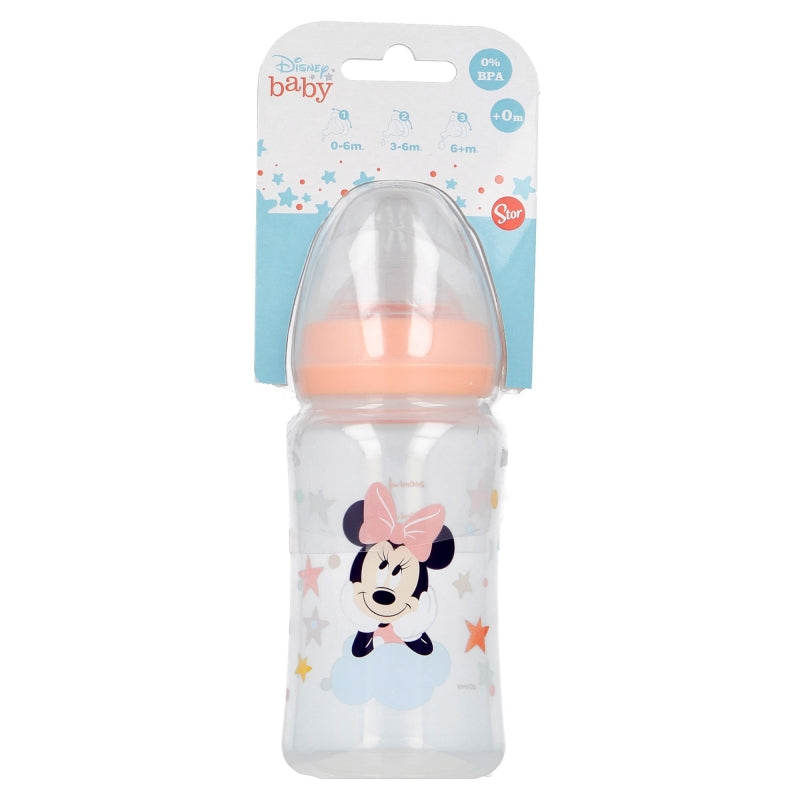 BIBERON CUELLO ANCHO 240 ML TETINA SILICONA 3 POSICIONES MINNIE INDIGO DREAMS - Imagen 1
