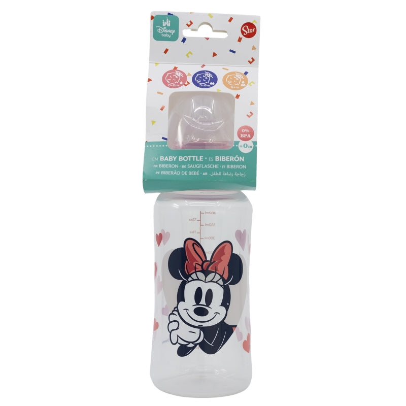 BIBERON CUELLO ANCHO 360 ML TETINA SILICONA 3 POSICIONES MINNIE MOUSE HEART FULL - Imagen 1