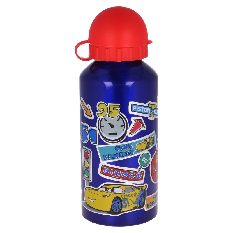 BOTELLA ALUMINIO PEQUEÑA 400 ML CARS STICKERS - Imagen 2