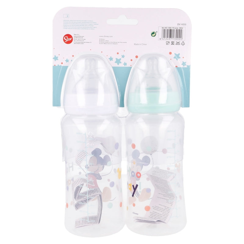 SET 2 BIBERONES CUELLO ANCHO 360 ML TETINA SILICONA 3 POSICIONES COOL LIKE MICKEY - Imagen 2