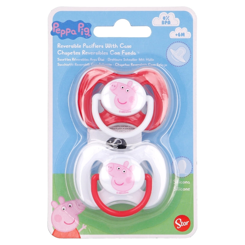 SET 2 CHUPETES TETINA REVERSIBLE SILICONA +6 M CON FUNDA PEPPA PIG LITTLE ONE - Imagen 1