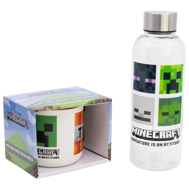 SET 2 PCS (BOTELLA HIDRO Y TAZA CERAMICA 400 ML) MINECRAFT - Imagen 1