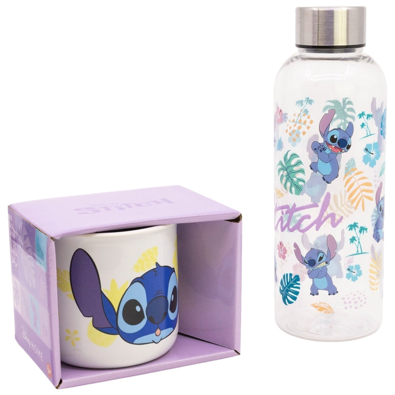 SET 2 PCS (BOTELLA HIDRO Y TAZA CERAMICA 400 ML) STITCH - Imagen 1