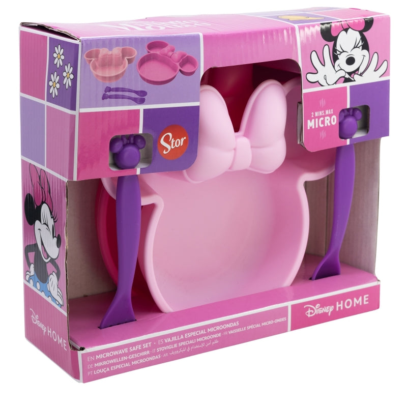 SET 4 PCS VAJILLA PP FORMA (PLATO, CUENTCO Y CUBIERTOS) EN CAJA MINNIE MOUSE SUNSHINE - Imagen 1