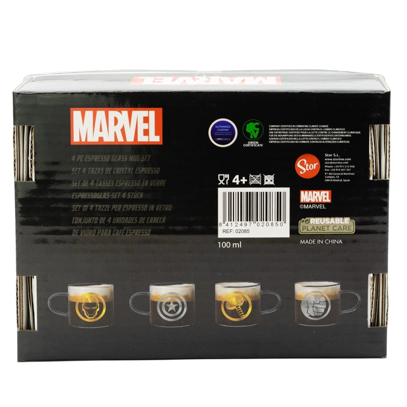 SET 4 TAZAS DE CRISTAL EXPRESSO 100 ML MARVEL YOUNG ADULT - Imagen 2