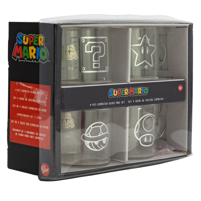 SET 4 TAZAS DE CRISTAL EXPRESSO100 ML SUPER MARIO YOUNG ADULT - Imagen 1