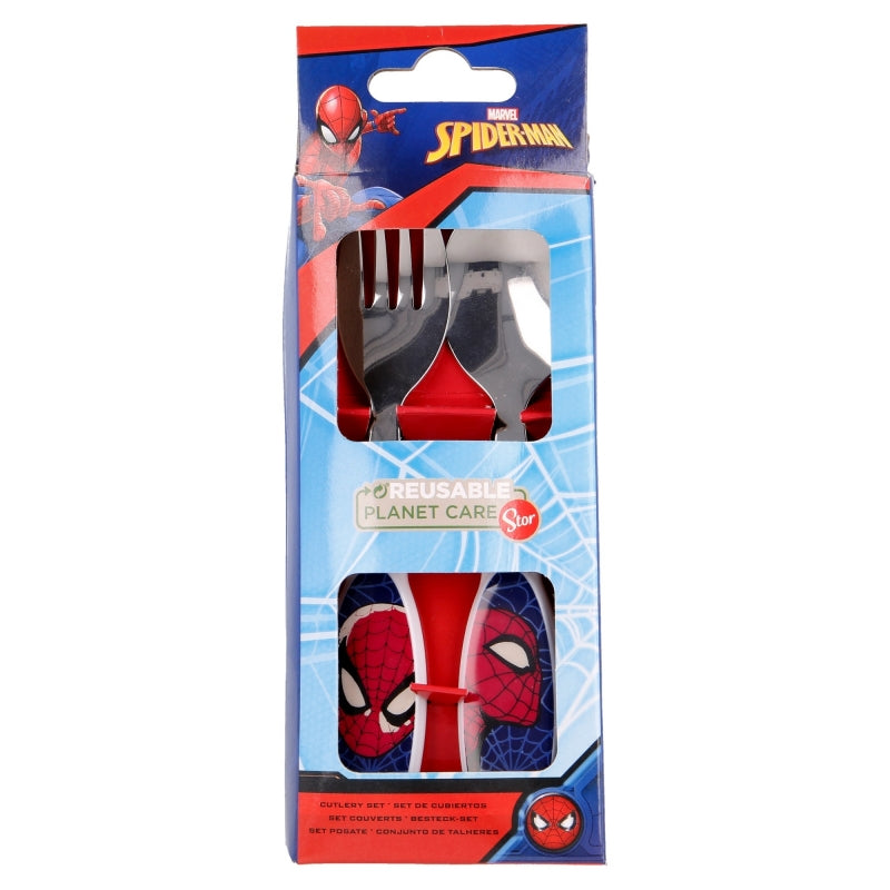 SET CUBIERTOS METALICOS 2 UND SPIDERMAN FULL WEB - Imagen 1