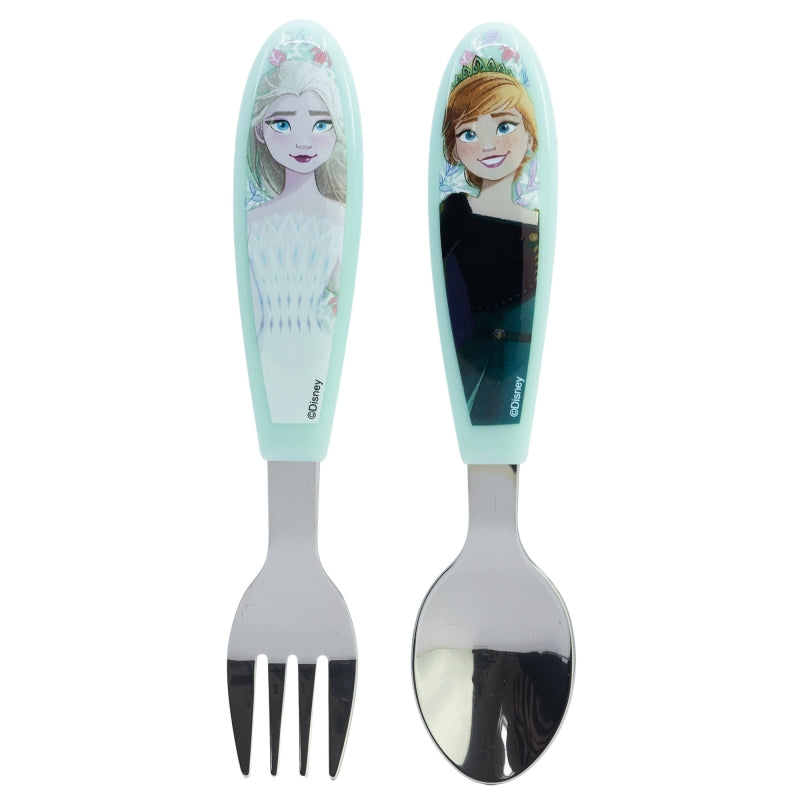 SET DE 2 CUBIERTOS METALICOS (CUCHARA Y TENEDOR) FROZEN SNOWY TALE - Imagen 1