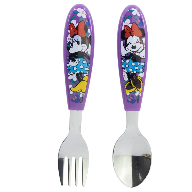 SET DE 2 CUBIERTOS METALICOS (CUCHARA Y TENEDOR) MINNIE SUNSHINE - Imagen 1