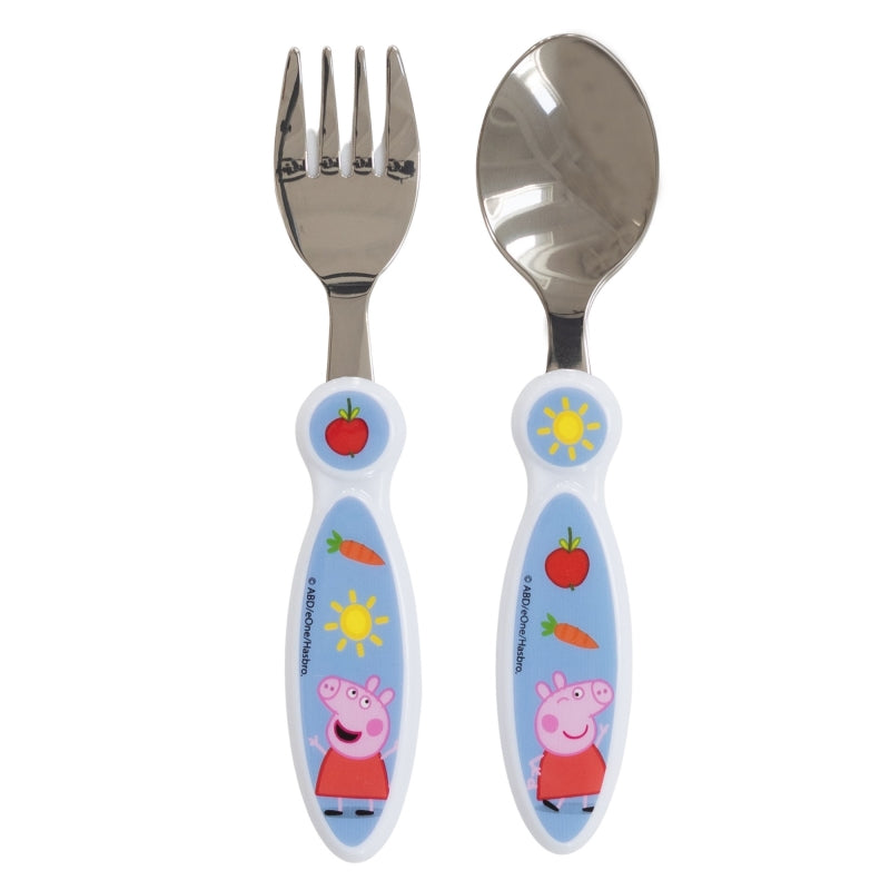 SET DE 2 CUBIERTOS METALICOS (CUCHARA Y TENEDOR) PEPPA PIG - Imagen 1