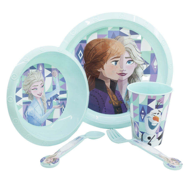 SET EASY 5 PCS (PLATO, CUENCO, VASO 260 ML Y CUBIERTOS) EN ESTUCHE FROZEN ICE MAGIC - Imagen 1