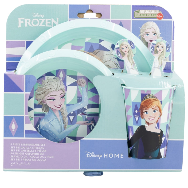 SET EASY 5 PCS (PLATO, CUENCO, VASO 260 ML Y CUBIERTOS) EN ESTUCHE FROZEN ICE MAGIC - Imagen 2