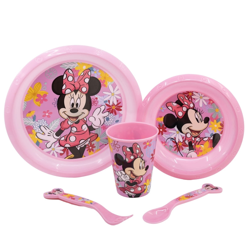 SET EASY 5 PCS (PLATO, CUENCO, VASO 260 ML Y CUBIERTOS) EN ESTUCHE MINNIE MOUSE SPRING LOOK - Imagen 1