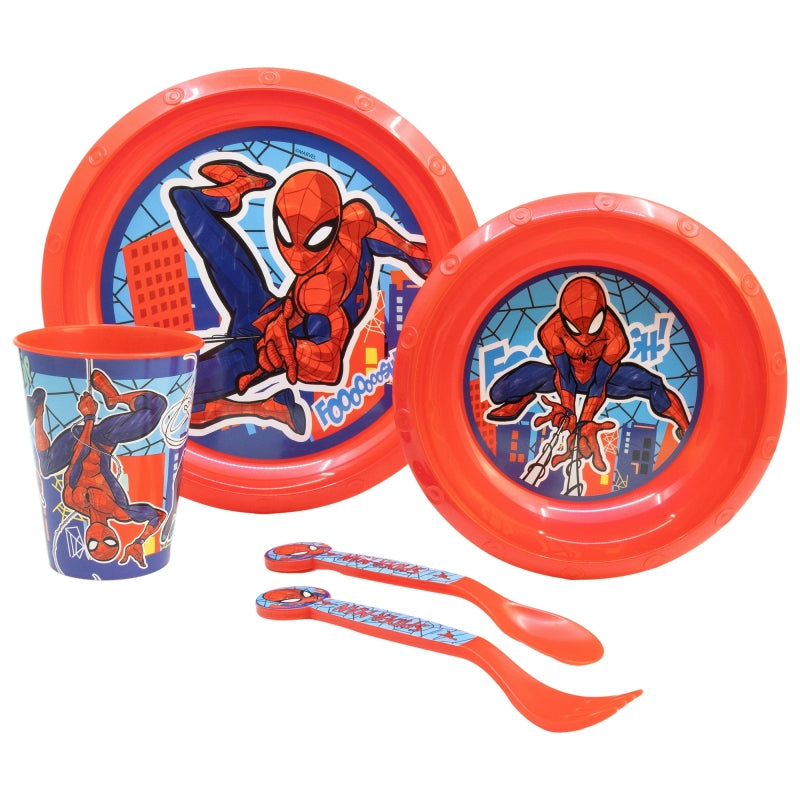 SET EASY 5 PCS (PLATO, CUENCO, VASO Y CUBIERTOS) EN CAJA SPIDERMAN MOB RULES - Imagen 2