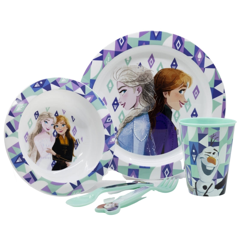 SET MICRO 5 PCS (PLATO, CUENCO, VASO 260 ML Y CUBIERTOS) FROZEN ICE MAGIC - Imagen 1