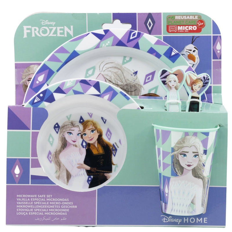 SET MICRO 5 PCS (PLATO, CUENCO, VASO 260 ML Y CUBIERTOS) FROZEN ICE MAGIC - Imagen 2