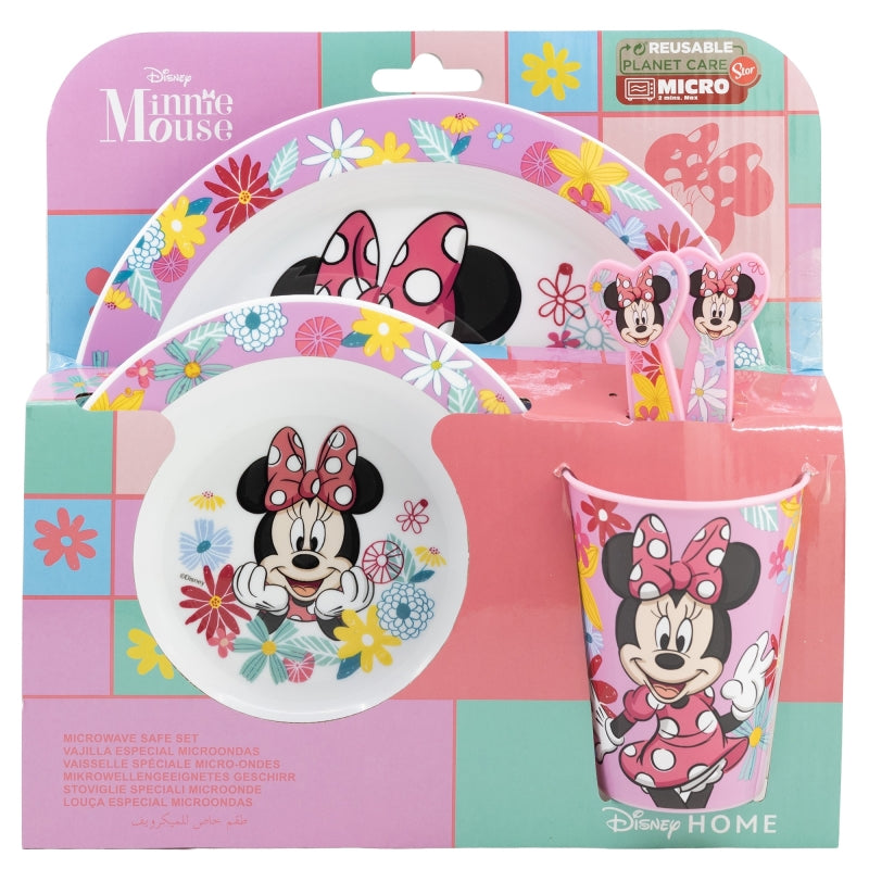 SET MICRO 5 PCS (PLATO, CUENCO, VASO 260 ML Y CUBIERTOS) MINNIE MOUSE SPRING LOOK - Imagen 2