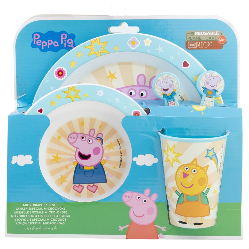 SET MICRO 5 PCS (PLATO, CUENCO, VASO Y CUBIERTOS) EN CAJA PEPPA CORE 2022 - Imagen 2