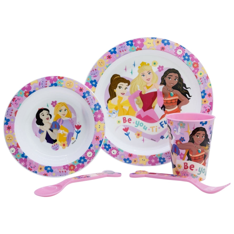 SET MICRO 5 PCS (PLATO, CUENCO, VASO Y CUBIERTOS) EN CAJA PRINCESS BEYOU TIFUL - Imagen 1
