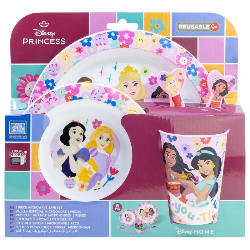 SET MICRO 5 PCS (PLATO, CUENCO, VASO Y CUBIERTOS) EN CAJA PRINCESS BEYOU TIFUL - Imagen 2