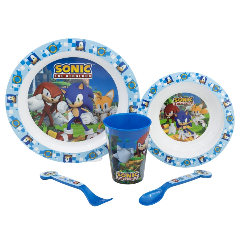 SET MICRO 5 PCS (PLATO, CUENCO, VASO Y CUBIERTOS) EN CAJA SONIC - Imagen 1