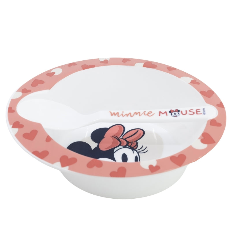 SET MICRO TODDLER 2 PCS (CUENCO Y CUCHARA) MINNIE MOUSE HEART FULL - Imagen 1
