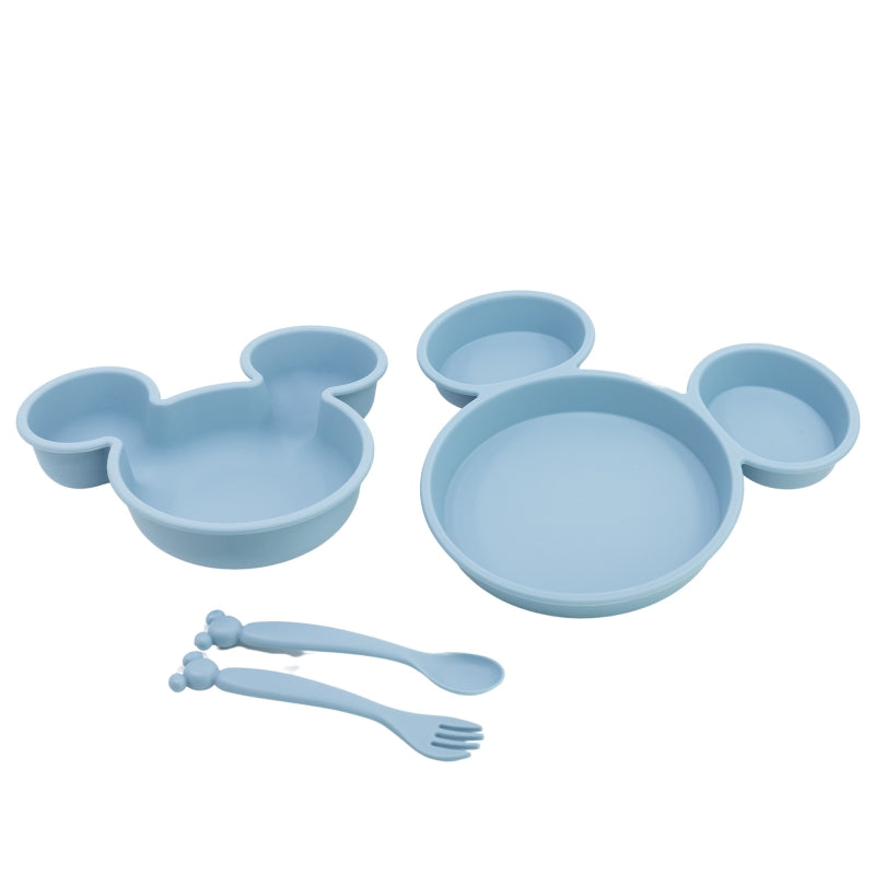 SET TODDLER 4 PCS VAJILLA PP (PLATO, CUENCO Y CUBIERTOS) EN CAJA MICKEY MOUSE - Imagen 1