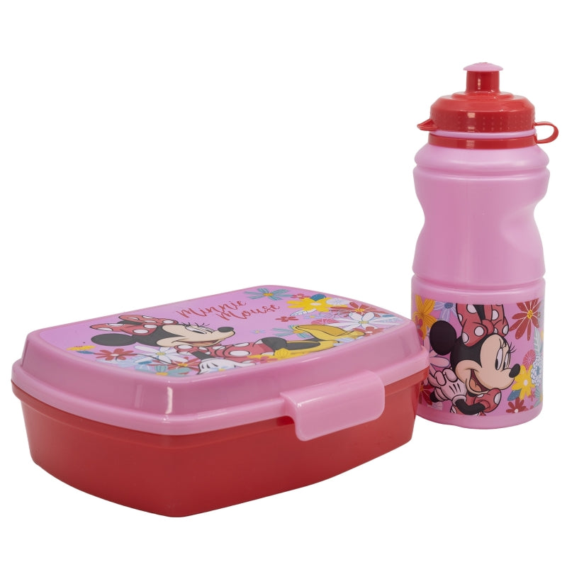 SET VUELTA AL COLE EN CAJA REGALO (BOTELLA SPORT EASY HOLD 380 ML Y SANDWICHERA RECTANGULAR) MINNIE MOUSE SPRING LOOK - Imagen 1