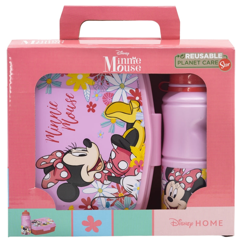 SET VUELTA AL COLE EN CAJA REGALO (BOTELLA SPORT EASY HOLD 380 ML Y SANDWICHERA RECTANGULAR) MINNIE MOUSE SPRING LOOK - Imagen 2