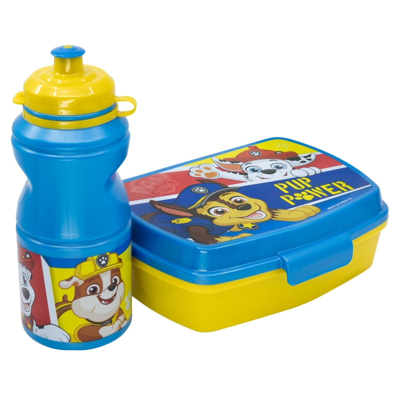SET VUELTA AL COLE EN CAJA REGALO (BOTELLA SPORT EASY HOLD 380 ML Y SANDWICHERA RECTANGULAR) PAW PATROL PUP POWER - Imagen 1