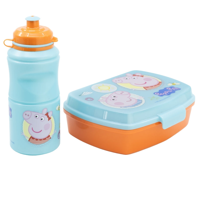 SET VUELTA AL COLE EN CAJA REGALO (BOTELLA SPORT EASY HOLD 380 ML Y SANDWICHERA RECTANGULAR) PEPPA PIG CORE 2022 - Imagen 1