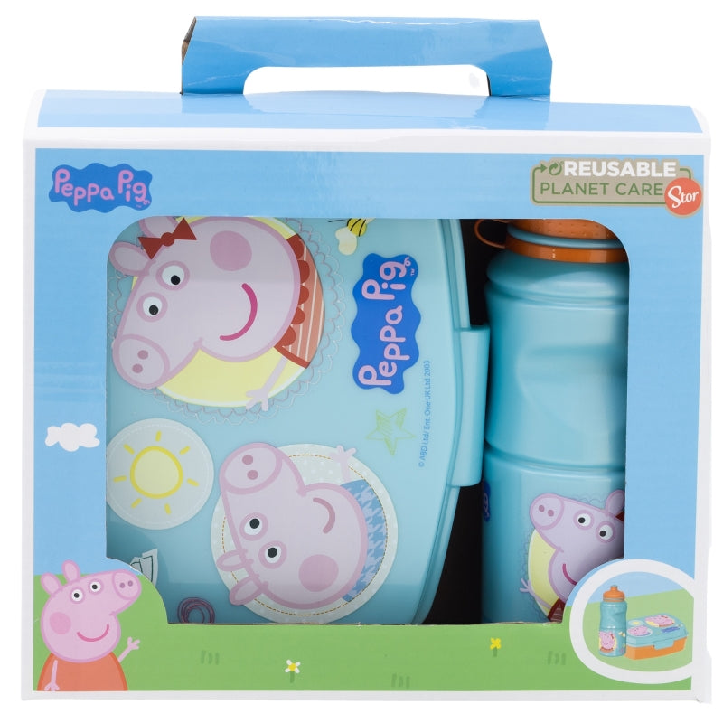 SET VUELTA AL COLE EN CAJA REGALO (BOTELLA SPORT EASY HOLD 380 ML Y SANDWICHERA RECTANGULAR) PEPPA PIG CORE 2022 - Imagen 2
