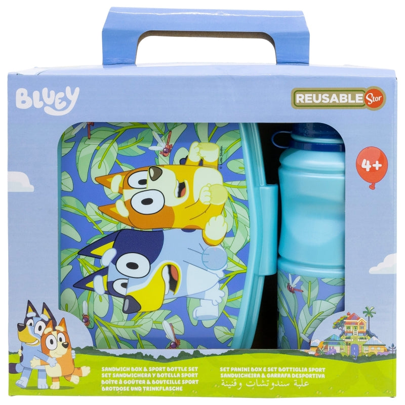 SET VUELTA AL COLE (SANDWICHERA RECTANGULAR Y BOTELLA SPORT EASY HOLD 380 ML) EN CAJA REGALO BLUEY - Imagen 1