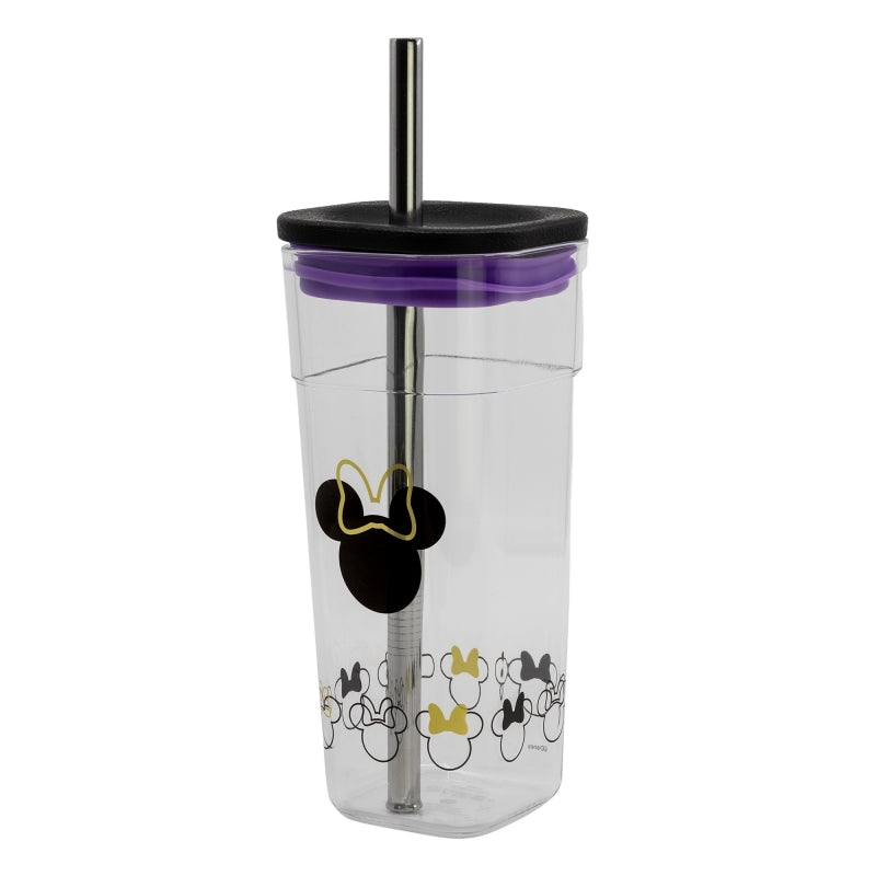 VASO ACRILICO CUBE CON PAJITA DE ACERO INOXIDABLE 540 ML MINNIE YOUNG ADULT - Imagen 1