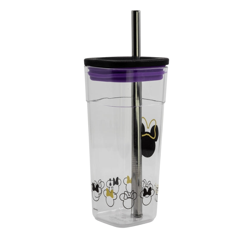 VASO ACRILICO CUBE CON PAJITA DE ACERO INOXIDABLE 540 ML MINNIE YOUNG ADULT - Imagen 2