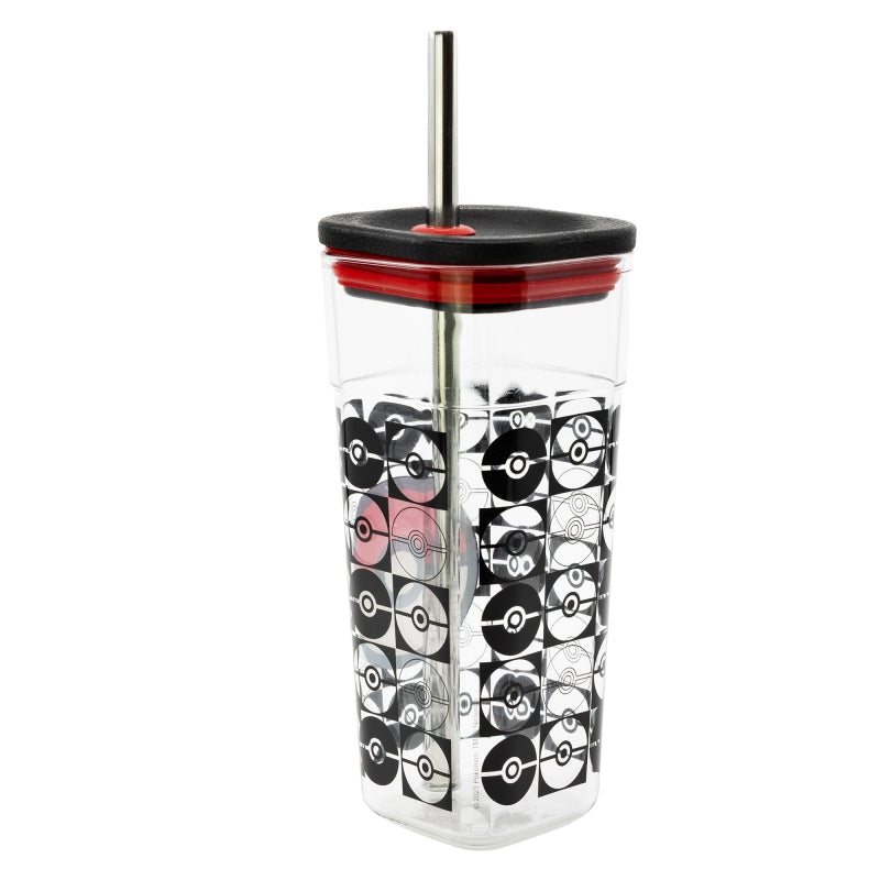 VASO ACRILICO CUBE CON PAJITA DE ACERO INOXIDABLE 540 ML POKEMON YOUNG ADULT - Imagen 2