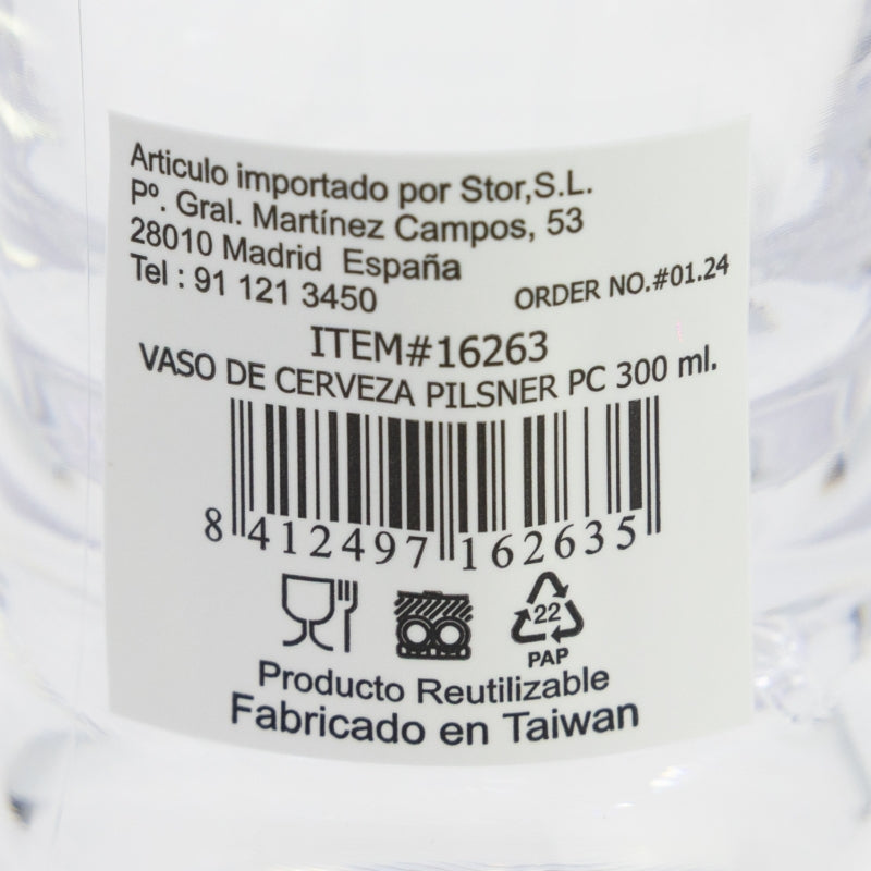 VASO DE CERVEZA PILSNER PC 300 ML.