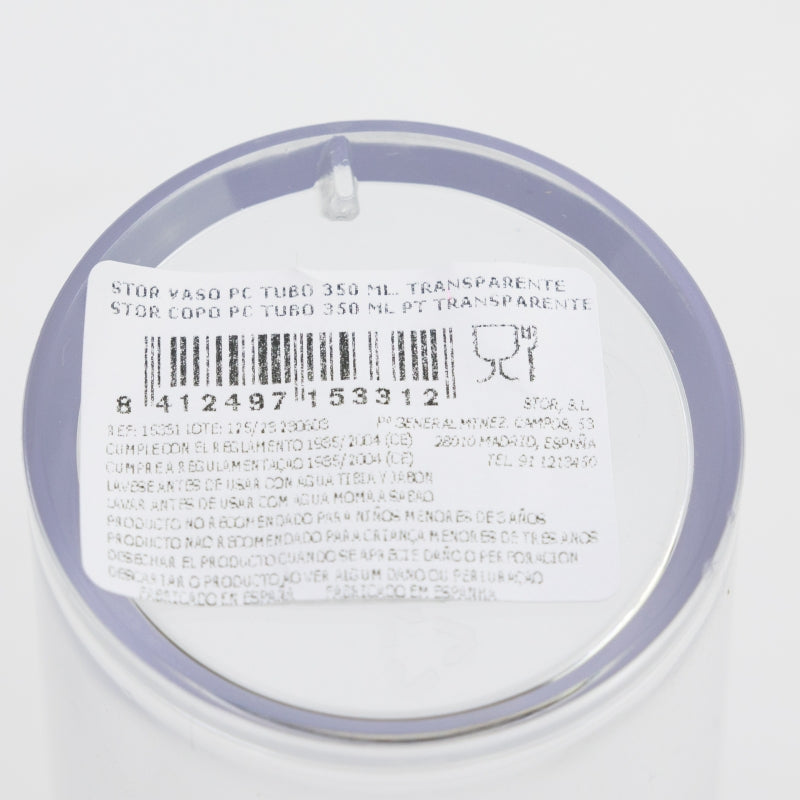 VASO PC TUBO 350 ML. TRANSPARENTE