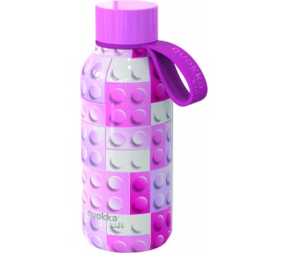 Quokka  Kids botella termo solid  con colgador Pink Bricks 330 ML