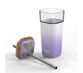 Quokka Vaso cristal con pajita y funda de silicona Lilac Gradient 540 ml