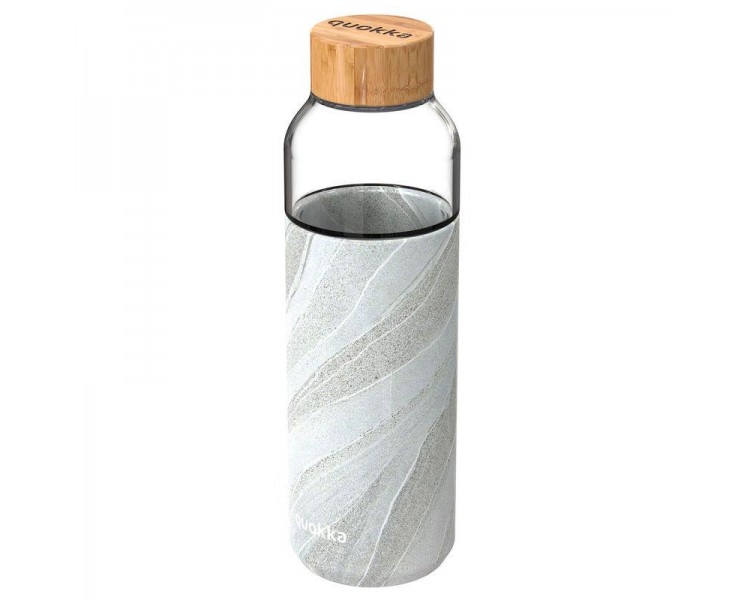 Quokka botella cristal redonda con funda de silicona White Stone 660 ml