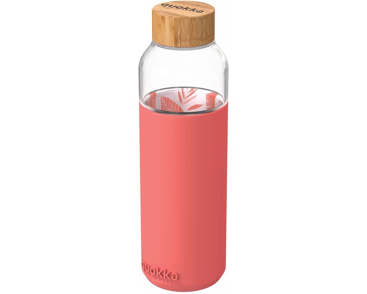 Quokka botella cristal redonda con funda de silicona Inner Pink Botanical 660 ml