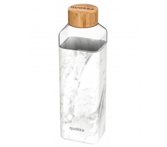 Quokka botella cristal cuadrada con funda de silicona Marble 700 ml