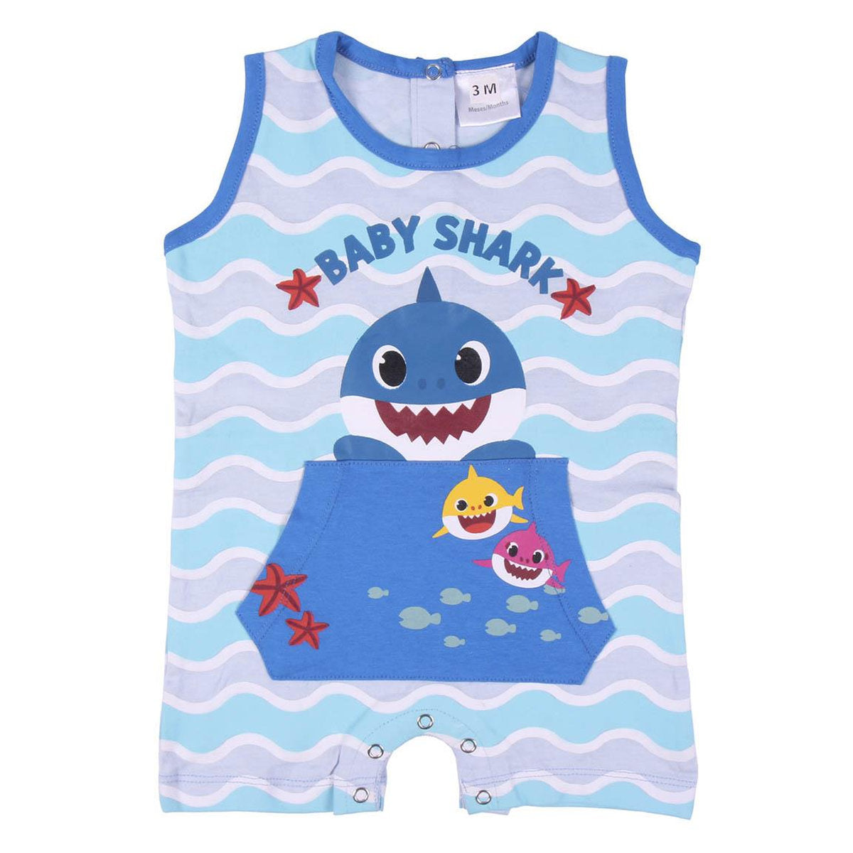 PACK 6 PELELE SINGLE JERSEY BABY SHARK T3-24 MESES
